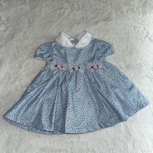 VTG Little Bit 90s Infant Dress 6-9 M Coquette Ruffle Circle Lace Floral Rosette